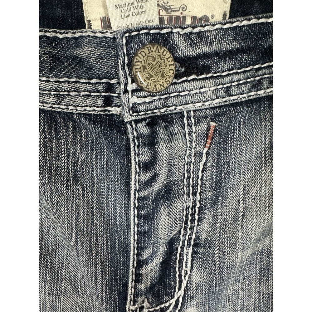Hydraulic Bailey Jeans Womens 22 Blue Distressed Embroidered Capri Cropped Denim - Picture 7 of 10